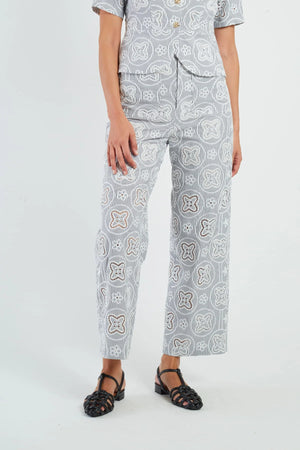 DERHY BERTHEA STRAIGHT-LEG TROUSERS IN ENGLISH EMBROIDERY