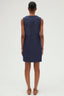 SLEEVELESS DENIM AND LEATHER DRESS - PYRA