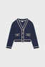 TWO-TONE BUTTON-UP V-NECK CARDIGAN - JODIE