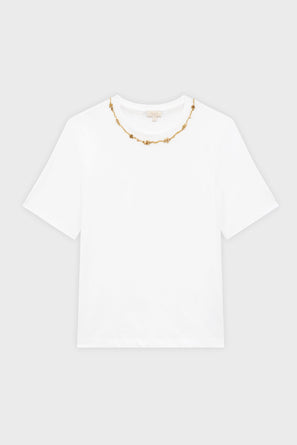 GOLD-BEADED COTTON T-SHIRT - HASNA