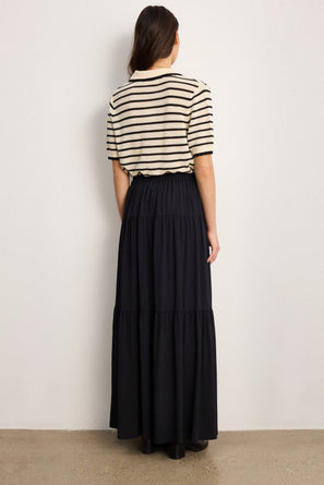 PABLO LONG BUTTON-FRONT RUFFLED SKIRT - NAELA