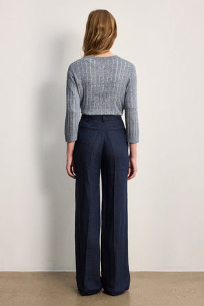 PABLO LINEN HERRINGBONE TROUSERS - BAYALEE