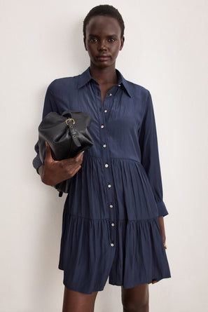 PABLO SHORT RUFFLED SHIRT DRESS - AMANCE