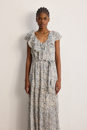 PABLO FLORAL AND RUFFLED MAXI DRESS - ARLENE