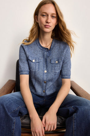 PABLO SHORT-SLEEVED DENIM-LOOK CARDIGAN - LISA
