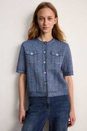 PABLO SHORT-SLEEVED DENIM-LOOK CARDIGAN - LISA