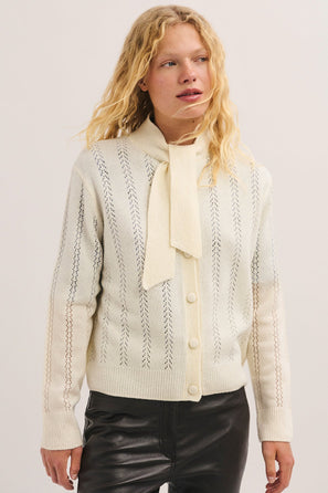 PABLO OPEN-KNIT WOOL CARDIGAN WITH TIE-NECK DETAIL – ROMI