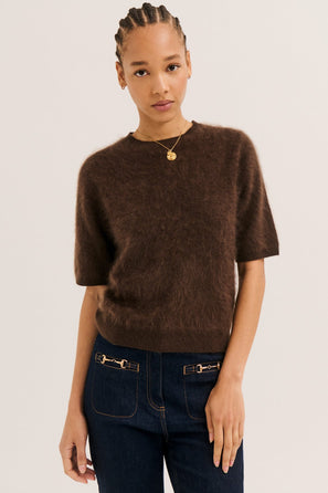 PABLO BRUSHED WOOL SHORT-SLEEVE SWEATER - RUTA