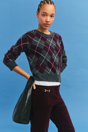 PABLO CONTRASTING ARGYLE SWEATER - ROXANE