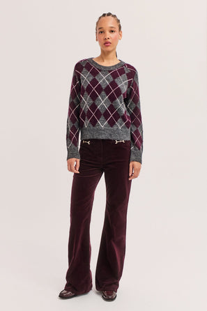PABLO CONTRASTING ARGYLE SWEATER - ROXANE