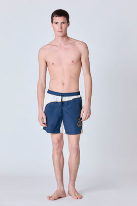 COLOR BLOCK SWIM SHORTS WITH PIPING