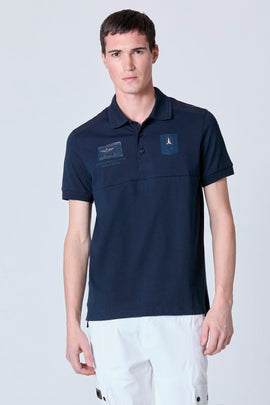 POLO SHIRT WITH THERMO-APPLIED PATCHES