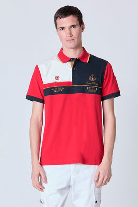 EMBROIDERED COLOR-BLOCK POLO SHIRT
