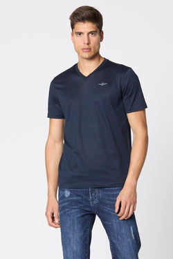 V-NECK T-SHIRT IN MERCERIZED COTTON