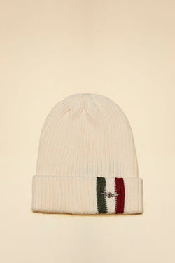 KNIT BEANIE WITH TRICOLOR DETAIL