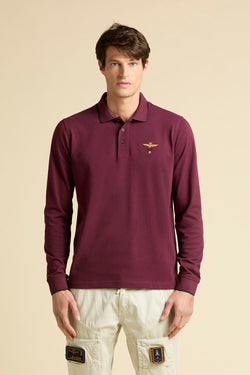 BASIC LONG-SLEEVED COTTON POLO SHIRT