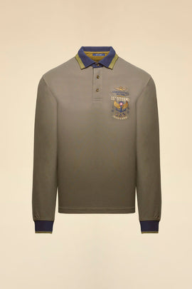 LONG-SLEEVED EMBROIDERED POLO SHIRT