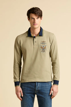 LONG-SLEEVED EMBROIDERED POLO SHIRT