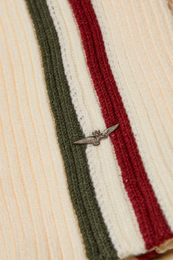 RIBBED KNIT SCARF WITH TRICOLOR DETAIL