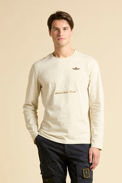 CREW NECK T-SHIRT WITH FLOCK PRINT