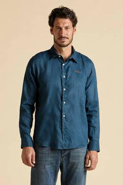 AERONAUTICA MILITARE LONG-SLEEVE SHIRT IN PURE LINEN
