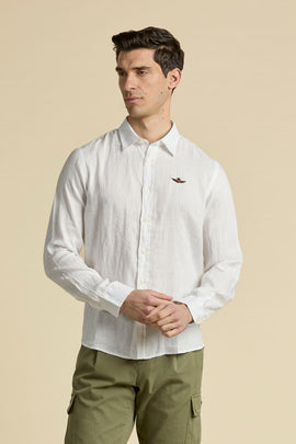 AERONAUTICA MILITARE LONG-SLEEVE SHIRT IN PURE LINEN