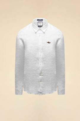 AERONAUTICA MILITARE LONG-SLEEVE SHIRT IN PURE LINEN