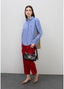 LOLA CASADEMUNT STRIPED AND ANIMAL PRINT POPLIN SHIRT