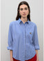 LOLA CASADEMUNT STRIPED AND ANIMAL PRINT POPLIN SHIRT