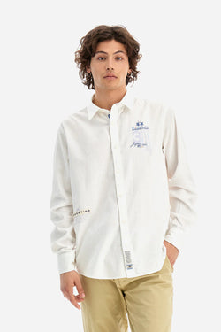 REGULAR FIT SHIRT IN COTTON AND LINEN CANVAS – ARMANDO