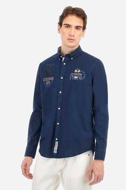 SHIRT IN COTTON AND LINEN WITH REGULAR FIT - ADRIANO
