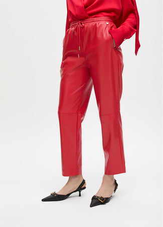 FAUX LEATHER JOGGING TROUSERS