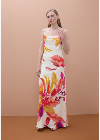 LOLA CASADEMUNT FLORAL PRINT LONG SLIP DRESS