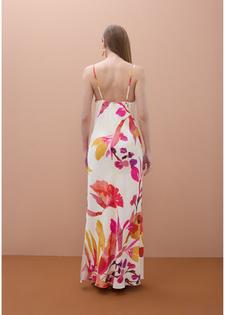 LOLA CASADEMUNT FLORAL PRINT LONG SLIP DRESS