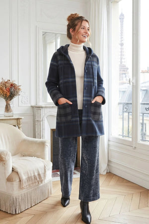 DERHY GENEZA SHORT CHECKED COAT