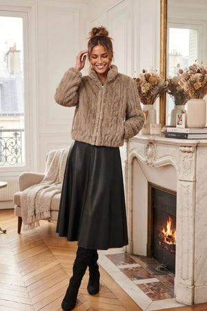 DERHY GLADYS SHORT FAUX FUR JACKET