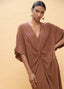 LOLA CASADEMUNT KNOTTED LINEN MIDI DRESS