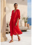 LOLA CASADEMUNT KNOTTED LINEN MIDI DRESS