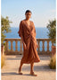 LOLA CASADEMUNT KNOTTED LINEN MIDI DRESS