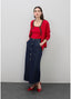 LOLA CASADEMUNT LONG DENIM SKIRT WITH LEOPARD TRIM DETAILS ON POCKETS