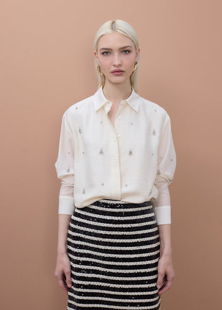 LOLA CASADEMUNT LONG SHIRT WITH BEADWORK