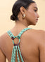 LOLA CASADEMUNT LONG PALM PRINT DRESS