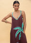 LOLA CASADEMUNT LONG PALM PRINT DRESS