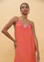 LOLA CASADEMUNT LONG STRAP DRESS WITH SPOT PRINT