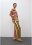 LOLA CASADEMUNT SATIN STRIPE PRINT CULOTTE