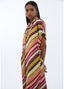 LOLA CASADEMUNT SATIN SHIRT DRESS WITH MULTI-STRIPES