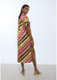 LOLA CASADEMUNT SATIN SHIRT DRESS WITH MULTI-STRIPES