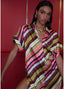LOLA CASADEMUNT SATIN SHIRT DRESS WITH MULTI-STRIPES