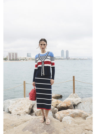 MULTICOLOURED STRIPED CARDIGAN