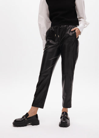 FAUX LEATHER JOGGING TROUSERS